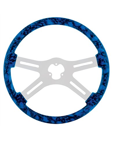UP88235-18" Skull Steering Wheel Only With Hydro-Dip Finish Wood - Blue