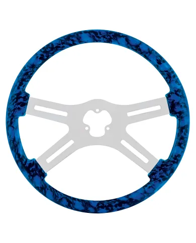 UP88235-18" Skull Steering Wheel Only With Hydro-Dip Finish Wood - Blue