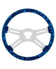 UP88235-18" Skull Steering Wheel Only With Hydro-Dip Finish Wood - Blue