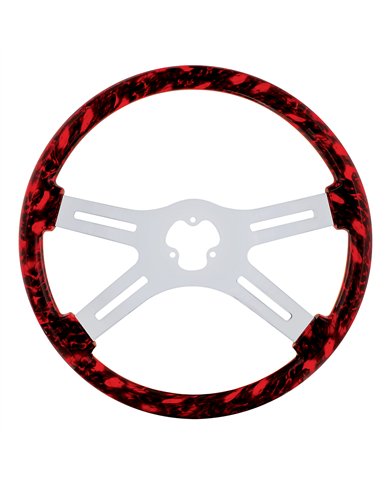 UP88236-18" Skull Steering Wheel Only With Hydro-Dip Finish Wood - Red