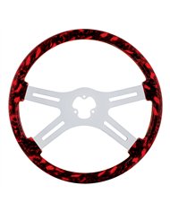 UP88236-18" Skull Steering Wheel Only With Hydro-Dip Finish Wood - Red