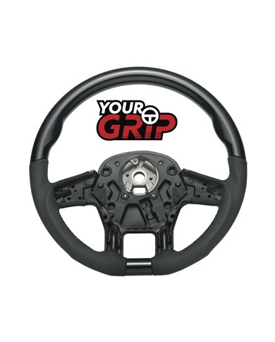 UP88345-18" YourGrip Leather & Wood Candy Color Steering Wheel For 2012-2021 PB 579&2013-2021 KW T680-Glossy Black
