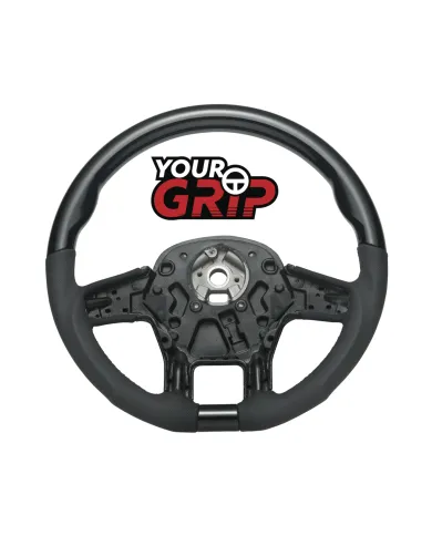 UP88345-18" YourGrip Leather & Wood Candy Color Steering Wheel For 2012-2021 PB 579&2013-2021 KW T680-Glossy Black