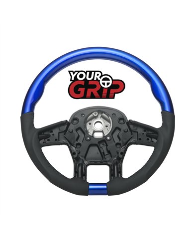 UP88346-18" YourGrip Leather & Wood Candy Color Steering Wheel For 2012-2021 PB 579&2013-2021 KW T680-Indigo Blue
