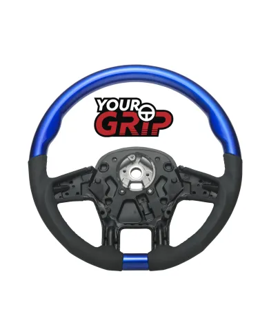 UP88346-18" YourGrip Leather & Wood Candy Color Steering Wheel For 2012-2021 PB 579&2013-2021 KW T680-Indigo Blue