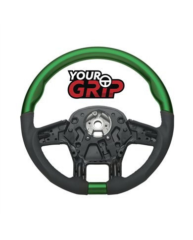 UP88347-18" YourGrip Leather & Wood Candy Color Steering Wheel For 2012-2021 PB 579&2013-2021 KW T680-Emerald Green