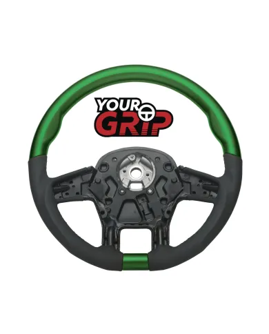 UP88347-18" YourGrip Leather & Wood Candy Color Steering Wheel For 2012-2021 PB 579&2013-2021 KW T680-Emerald Green
