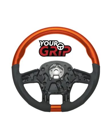UP88348-18" YourGrip Leather & Wood Candy Color Steering Wheel For 2012-2021 PB 579&2013-2021 KW T680-Cadmium Orange