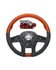 UP88348-18" YourGrip Leather & Wood Candy Color Steering Wheel For 2012-2021 PB 579&2013-2021 KW T680-Cadmium Orange