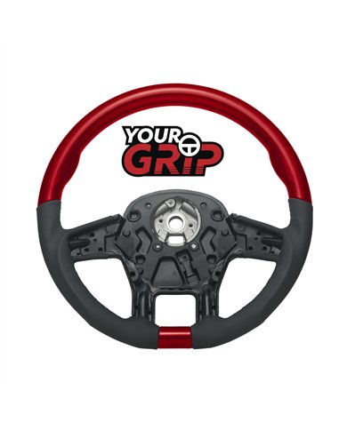 UP88350-18" YourGrip Leather & Wood Candy Color Steering Wheel For 2012-2021 PB 579&2013-2021 KW T680-Candy Red