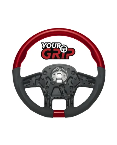 UP88350-18" YourGrip Leather & Wood Candy Color Steering Wheel For 2012-2021 PB 579&2013-2021 KW T680-Candy Red