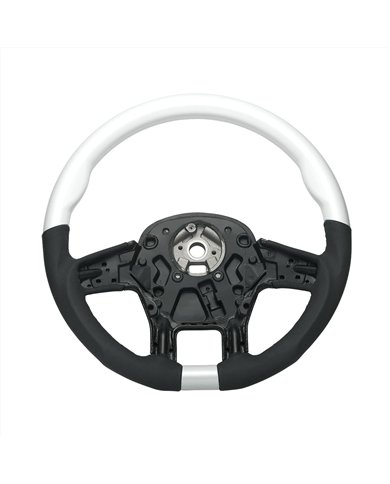 UP88352-18" YourGrip Leather & Wood Candy Color Steering Wheel For 2012-2021 PB 579&2013-2021 KW T680-Pearl White