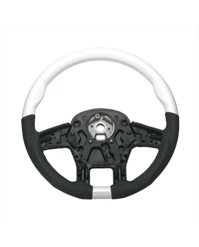 UP88352-18" YourGrip Leather & Wood Candy Color Steering Wheel For 2012-2021 PB 579&2013-2021 KW T680-Pearl White