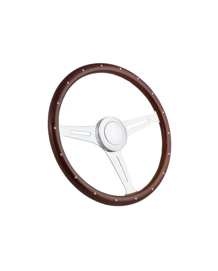 18" BARE MUSCLE - POLISHED - DARK WOOD HALF WRAP WITH RIVETS - 5 HOLE HORN BUTTON (FS ENGRAVING)