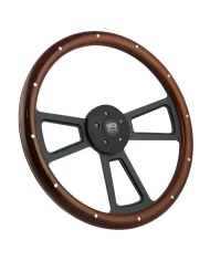 18" BARE MUSCLE - BLACK - DARK WOOD HALF WRAP WITH RIVETS - 5 HOLE BLACK HORN BUTTON (FS ENGRAVING)