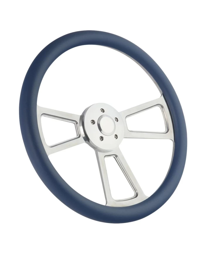 18" BARE MUSCLE - POLISHED - VINYL HALF WRAP - ROYAL BLUE - 5 HOLE HORN BUTTON (FS ENGRAVING)