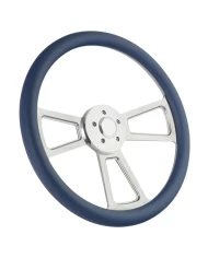 18" BARE MUSCLE - POLISHED - VINYL HALF WRAP - ROYAL BLUE - 5 HOLE HORN BUTTON (FS ENGRAVING)