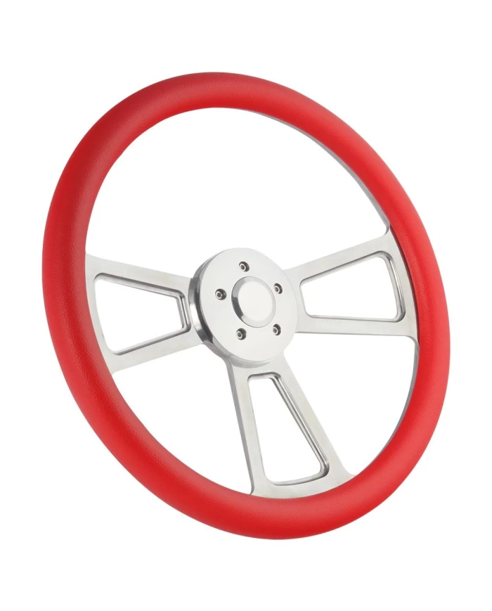 18" BARE MUSCLE - POLISHED - VINYL HALF WRAP - RED - 5 HOLE HORN BUTTON (FS ENGRAVING) 18" BARE MUSCLE - POLISHED - VINYL HALF WRAP - RED - 5 HOLE HORN BUTTON (FS ENGRAVING)