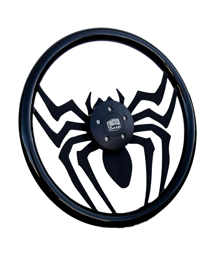 18" BLACK SPIDER WITH BLACK GRIP -5 HOLE BLACK HORN BUTTON (FS ENGRAVING) 18" BLACK SPIDER WITH BLACK GRIP -5 HOLE BLACK HORN BUTTON (FS ENGRAVING)