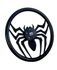 18" BLACK SPIDER WITH BLACK GRIP -5 HOLE BLACK HORN BUTTON (FS ENGRAVING) 18" BLACK SPIDER WITH BLACK GRIP -5 HOLE BLACK HORN BUTTON (FS ENGRAVING)