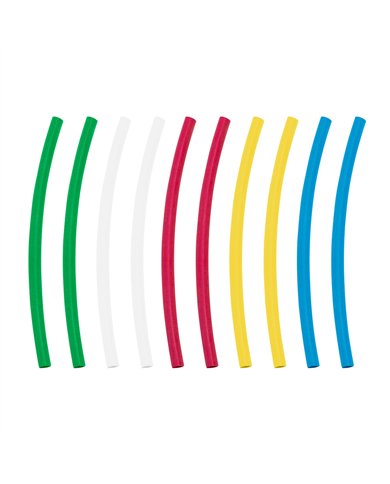 UP98012-Assorted 3/16" Blue,Clear,Green,Red,Yellow Heat Shrink Tubing, 4" Long (10-Pack)