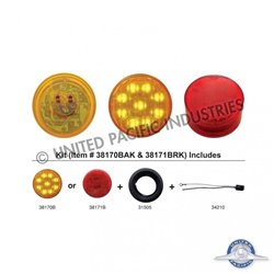 UP38170BAK-9 LED 2" Round Light Kit (Clearance/Marker) - Amber LED/Amber Lens