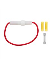 UP98123-In-Line Glass Fuseholder 12 AWG 6.5" Wire w / (1)20 Amp AGC Fuse & (2)Vinyl Terminals, 1 Set.