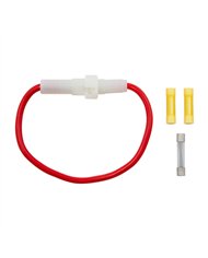 UP98125-In-Line Glass Fuseholder 10 AWG 6.5" Wire w / (1)30 Amp AGC Fuse & (2)Vinyl Terminals, 1 Set.