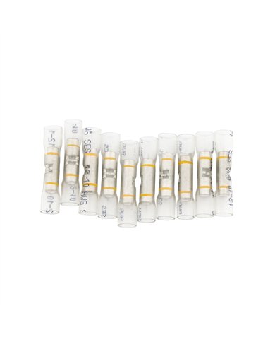 UP98142-12-10 AWG CS Window Heat Shrink Butt Connector - Clear w/ Yellow Stripe (10-Pack)