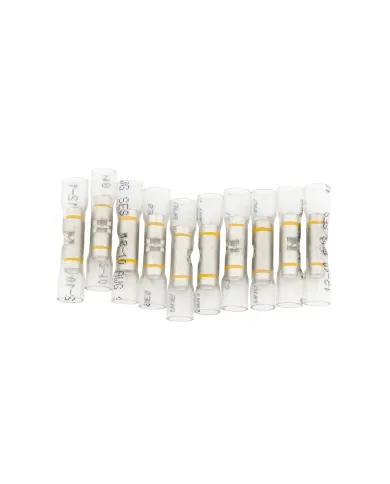 UP98142-12-10 AWG CS Window Heat Shrink Butt Connector - Clear w/ Yellow Stripe (10-Pack)