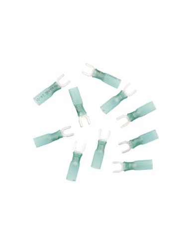 UP98180-16-14 AWG 10 Stud CS Heat Shrink Spade Terminal - Blue (10-Pack)