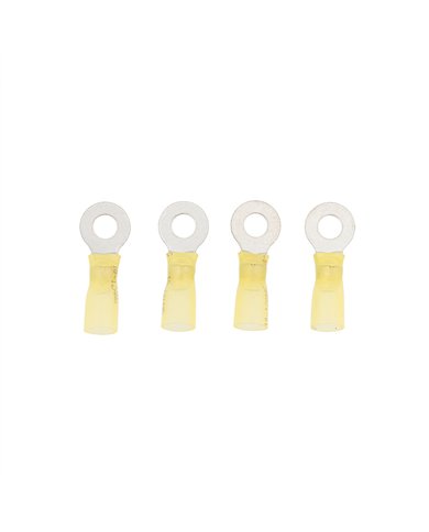 UP98189-12-10 AWG 1/4" Stud CS Heat Shrink Ring Terminal - Yellow (4-Pack)