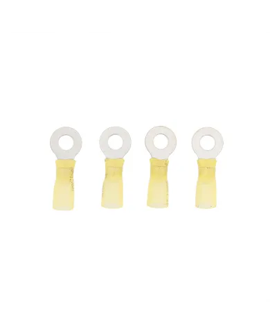 UP98189-12-10 AWG 1/4" Stud CS Heat Shrink Ring Terminal - Yellow (4-Pack)