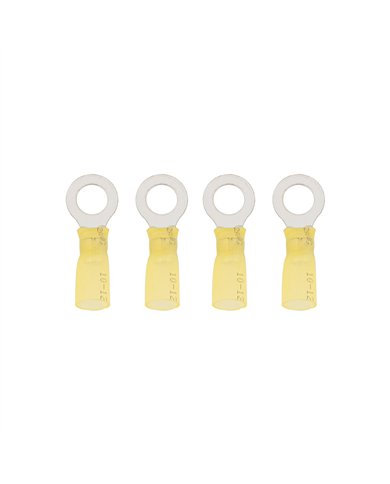 UP98190-12-10 AWG 5/16" Stud CS Heat Shrink Ring Terminal - Yellow (4-Pack)