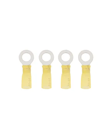 UP98190-12-10 AWG 5/16" Stud CS Heat Shrink Ring Terminal - Yellow (4-Pack)