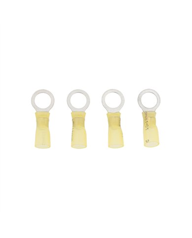 UP98191-12-10 AWG 3/8" Stud CS Heat Shrink Ring Terminal - Yellow (4-Pack)