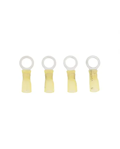 UP98191-12-10 AWG 3/8" Stud CS Heat Shrink Ring Terminal - Yellow (4-Pack)