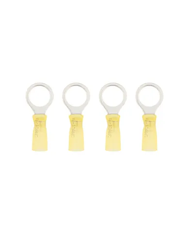 UP98192-12-10 AWG 1/2" Stud CS Heat Shrink Ring Terminal - Yellow (4-Pack)