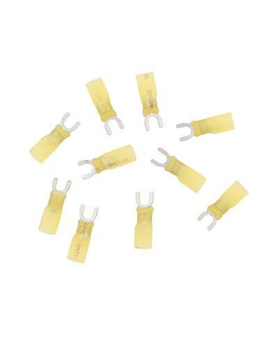 UP98197-12-10 AWG 10 Stud CS Heat Shrink Spade Terminal - Yellow (10-Pack)