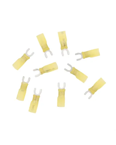 UP98197-12-10 AWG 10 Stud CS Heat Shrink Spade Terminal - Yellow (10-Pack)