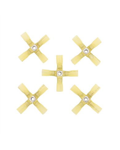 UP98199-12-10 AWG 4-Way (X) CS Heat Shrink Connector - Yellow (5-Pack)