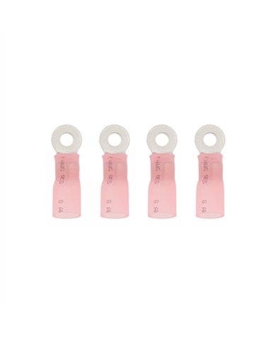 UP98201-8 AWG 10 Stud CS Heat Shrink Ring Terminal - Pink (4-Pack)