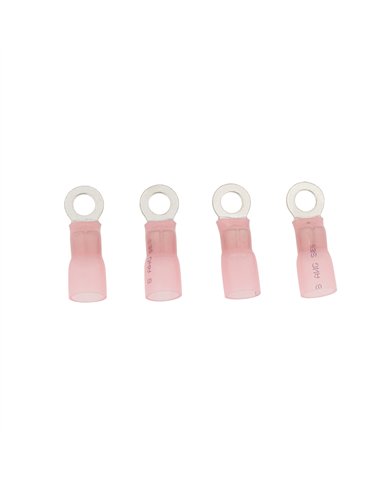 UP98202-8 AWG 1/4" Stud CS Heat Shrink Ring Terminal - Pink (4-Pack)