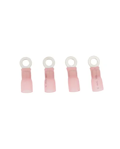 UP98202-8 AWG 1/4" Stud CS Heat Shrink Ring Terminal - Pink (4-Pack)