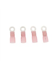 UP98202-8 AWG 1/4" Stud CS Heat Shrink Ring Terminal - Pink (4-Pack)
