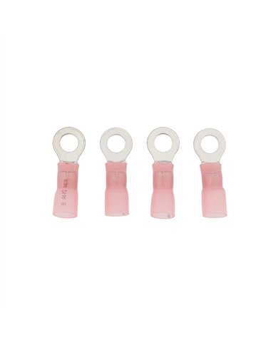 UP98203-8 AWG 5/16" Stud CS Heat Shrink Ring Terminal - Pink (4-Pack)