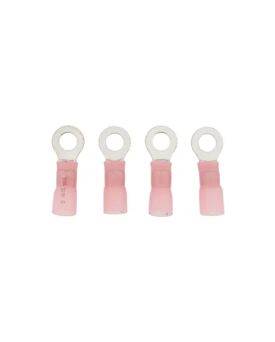 UP98203-8 AWG 5/16" Stud CS Heat Shrink Ring Terminal - Pink (4-Pack)