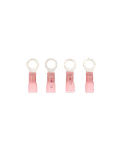 UP98204-8 AWG 3/8" Stud CS Heat Shrink Ring Terminal - Pink (4-Pack)