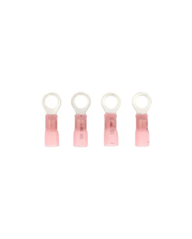 UP98204-8 AWG 3/8" Stud CS Heat Shrink Ring Terminal - Pink (4-Pack)