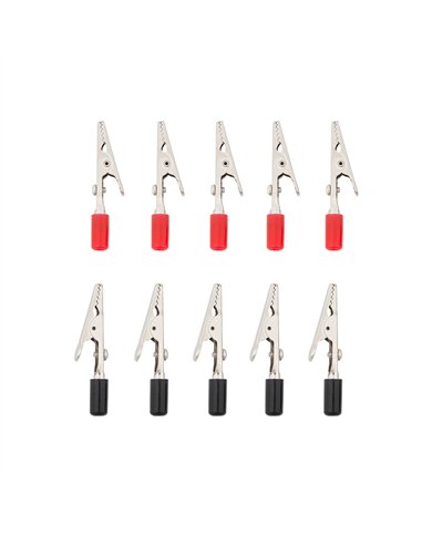 UP98237-2" 10 Amp Alligator Test Clips w/ PVC Handles, 5Red/5Black (5-Pack)